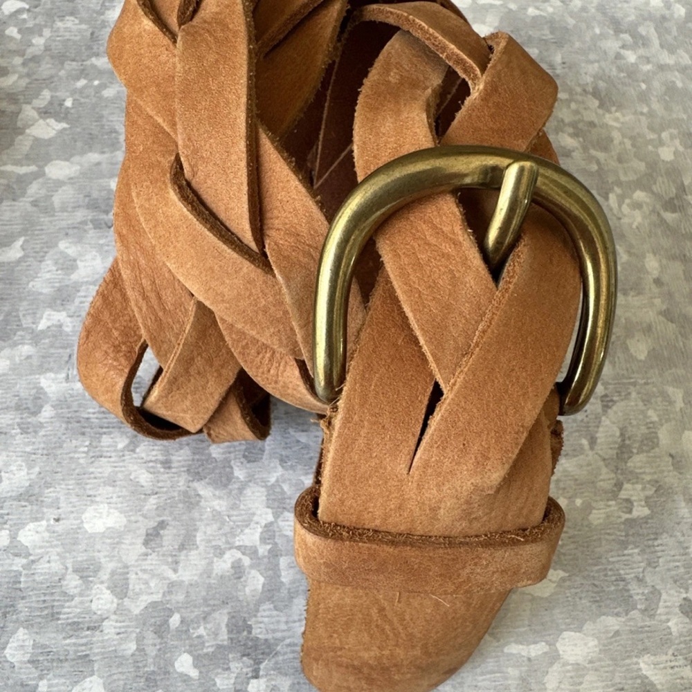 H & M Women's Belt Medium Brown Braided Made In Sweden Large